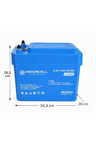 Megacell 12.8v 315ah Lifepo4 Lityum Demir Fosfat Akü Bluetoothlu Abs -yeni