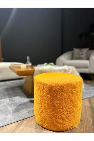 Dolce Puf Peluş Kumaş Silindir Dekoratif Pufidik Puf Bench Turuncu
