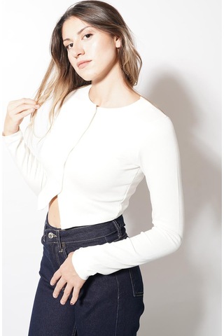 Ckm Moda Echo Düğmeli Modal Bluz Beyaz