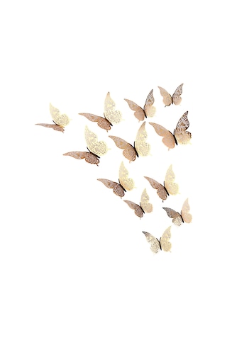 Tenfowee Altın 3d Kelebek Duvar Sticker - Ev Dekorasyonu, Salon, Odalar İçin Dıy立体 Dekor, Parlak Kağıt Malzeme, 12 Adet + Tutkal Noktaları Altın