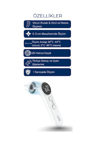 Direct Nexus Dual Kulaktan & Alından Ateş Ölçer Beyaz