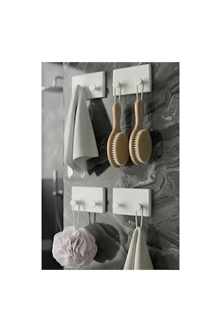 4'lü Yapışkanlı Banyo Askılığı, Kolay Montajlı Tasarım 12 Izgara
