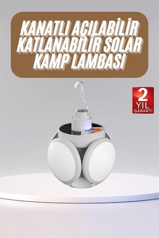 Katlanabilir Askılı Kamp Lambası 5 Kanatlı Pratik Güneş Enerjili Tkdytgsf8bnxafb34rı
