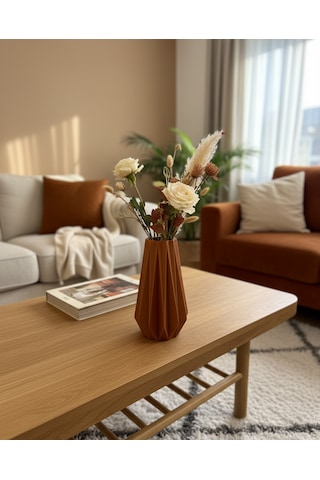 Elana Design Tria Vazo - Modern Tasarımlı Şık Çiçek Vazosu Kiremit