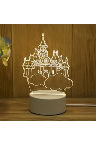 3d Gece Lambası Usb Renkli Uzaktan Kumanda - Castle Diğer