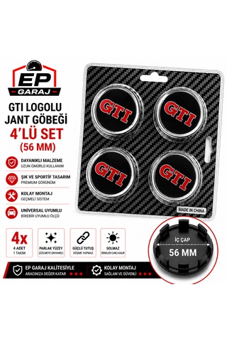 Gtı Logolu Jant Göbeği 4 Lü Set 56 Mm