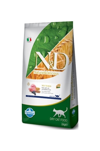 N&D Düşük Tahıllı Kuzu Etli ve Yaban Mersinli Kısırlaştırılmış Yetişkin Kedi Maması 10 KG
