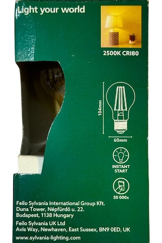 Sylvania 7w 2500k Sarı Işık E27 Duylu Rustik Led Ampul