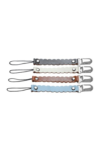 Sones Wave Leather Bebek Kısa Emzik Klips Zinciri Metal Emzik Meme Ucu Tutucu Tokaları Kahverengi