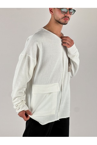 Kahve Cep Detaylı Etnik Tasarım Sweatshirt Coc1076 Kahverengi