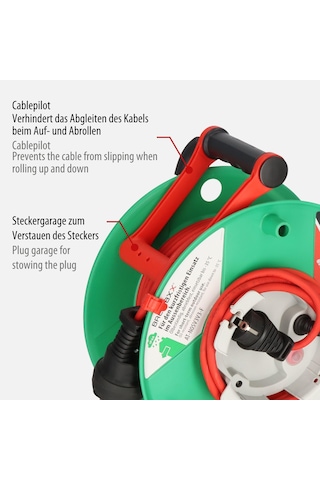 Brennenstuhl Garant G Bretec Ip44 Bahçe Kablo Makarası Çim Biçme Makinesi İçin Kablo Makarası, 38 + 2 M Kablo, Kırmızı, Özel Plastik, Dış Mekanda Kısa Süreli Kullanım, Almanya'da Üretilmiştir