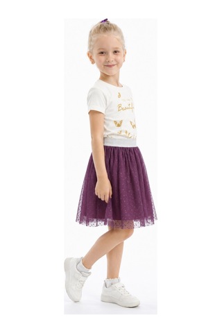 Fesshera Kids Kız Çocuk Etek Beli Lastikli Pamuklu Ve Astarlı Tül Etek Mor