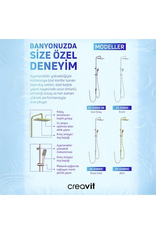 Creavit Sh660g Gold Tepe Duş Sistemi Gold