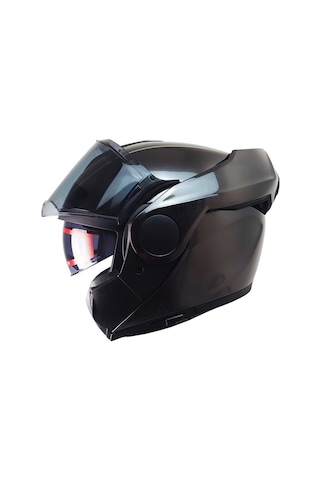 Motosiklet Kask Modüler 180 Derece Çene Açılır Abs Material Jeans Motorcu Kaskı- Siyah