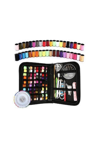 Vkemall 128 Parça El İşçiliği Dikiş Seti - Giysi Tamiri İçin İğne, İp, Makas Ve Aksesuarlar Paketi