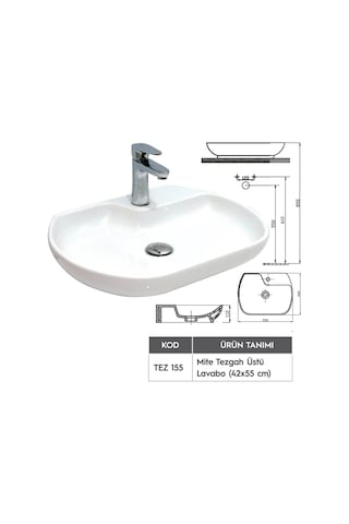 Alvit Mite Tezgahüstü Lavabo 42 x 55 CM