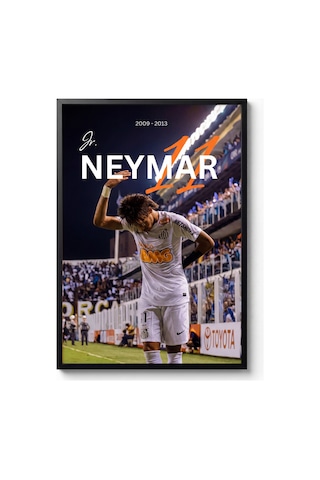 Neymar Jr 11 Santos Siyah Çerçeveli Tasarım Tablo Futbol Spor Poster