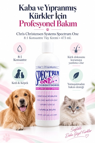 Chris Christensen Sp One 8:1 Konsantre Kaba Ve Yıpranmış Kürkler İçin Kedi Köpek Tüy Kremi 473 Ml