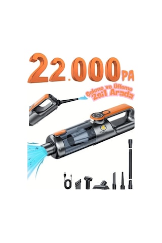 22000 Pa Hepa Filtreli Güçlü Emiş Ev Araba Oto Kablosuz Şarjlı Araç Süpürge Vakum Hava Üfleme Pompa Diğer