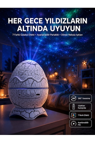 Shnstore Yumurta Görünümlü Masa Ve Gece Lambası Renk Değiştirebilen Projektör Shntknd0720