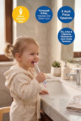 Toothhugger 3 Yönlü Çocuk Diş Fırçası Pinky