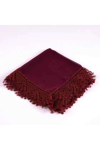 İğne Oyalı Şal Namaz Örtüsü, 144x68 Cm. Bordo Bordo