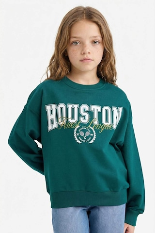 Defacto Kız Çocuk Relax Fit Bisiklet Yaka Baskılı Sweatshirt E8894a825augn1116 Yeşil