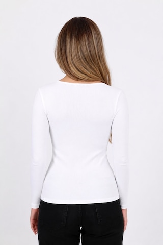 Hdm Kadın Beyaz Uzun Kollu Fitilli Patlı Düğmeli Basic Örme Bluz - H6162