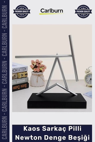 Özel Üretim Modern Ofis Dekorasyon Kinetik Sanat Heykeli 40 Cm Kaos Sarkaç Pilli Newton Denge Beşiği