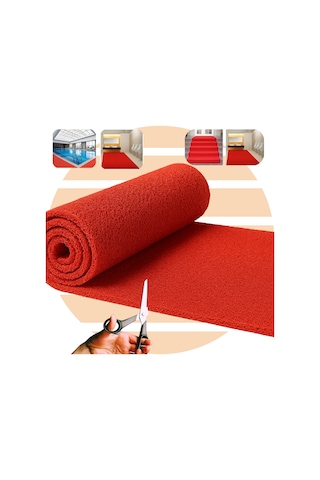 Beylin Kıvırcık Pvc Paspas Dış Zemin Halı Yolluk Kırmızı 100x200 Kırmızı