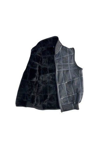 Patchwork Içi Kürk-Dışı Süet Hakikideri Yakalı Trikodetaylı Yelek