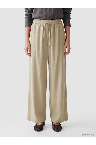 Lcw Modest Bej Beli Lastikli Dokulu Kadın Pantolon