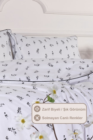 Elart Nadia Nevresim Takımı Tek Kişilik Lastikli Çarşaf %100 Pamuk Biyeli 160x220 Cm Siyah Siyah