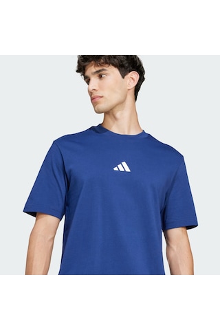 Adidas Essentials Small Logo Single Jersey Erkek T-shirt Jf1093 Mavi