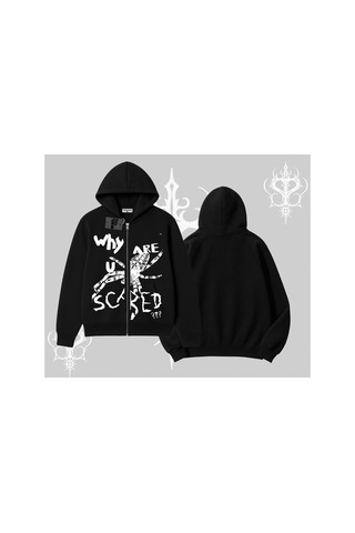 Tarzsokak Beyaz Hırka Sweatshirt Why Are U Scared Siyah
