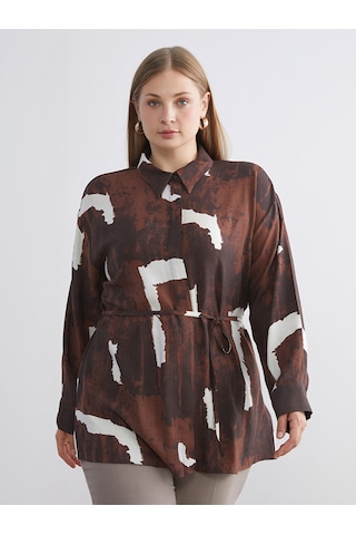Lcw Modest Kahverengi Batik Desenli Kadın Gömlek Tunik