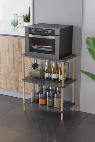 Mutfak Standı Mutfak Rafı Mutfak Bangosu Mikrodalga Dolabı -siyah