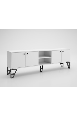 Wood'n Love Sofia 180 Cm Metal Ayaklı Tv Ünitesi - Beyaz / Siyah