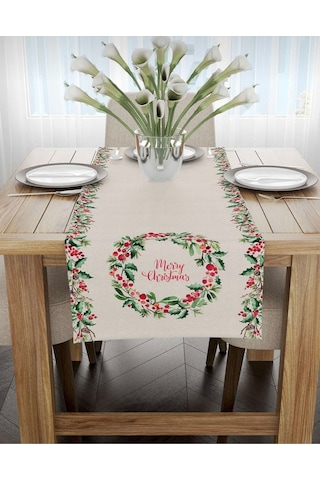 Yılbaşı Runner Örtüsü Yeniyıl Noel Runner 40x140 Renkli