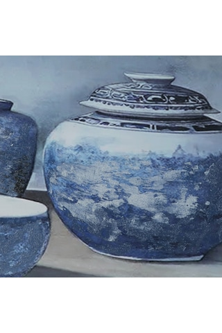 Mudo Home Blue Veıl Çerçeveli Yağlıboya Tablo 63x93 Cm