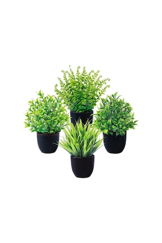 4 Paket Küçük Sahte Bitkiler Plastik Mini Yapay Saksı Bitkileri Masa Raf Banyo Ofis Ev Süslemeleri Diğer