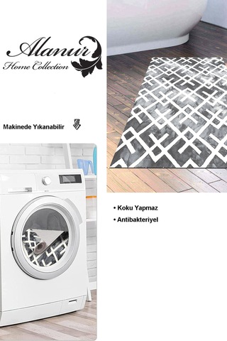 Dekoreko Kaymaz Taban Djt Banyo Halısı Trend Iskandinav S5039 gri