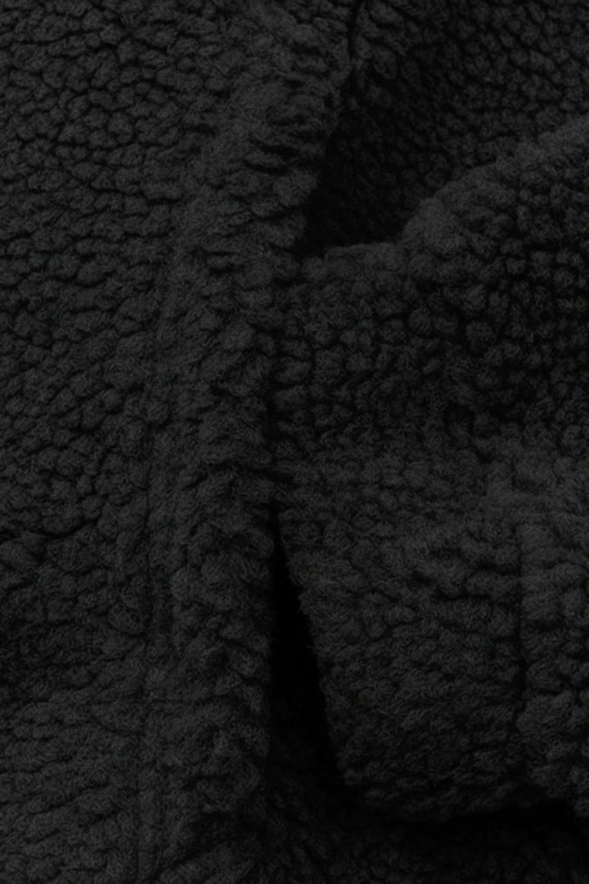 Genius Store Genıus Store Erkek Kapüşonlu Polar Sherpa Kuzu Kumaş İçi Şardonlu Kapüşonlu Sweatshırt Sherpa-kap Siyah