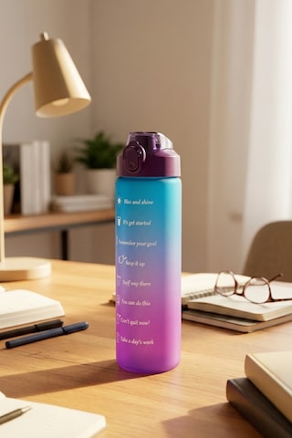 Renkli Cam Motivasyon Matarası 550 Ml Mor