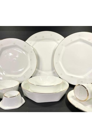 Koleksiyon Mislina Lotus Yemek Takımı Gri Çiçekli Altın 122 Parça