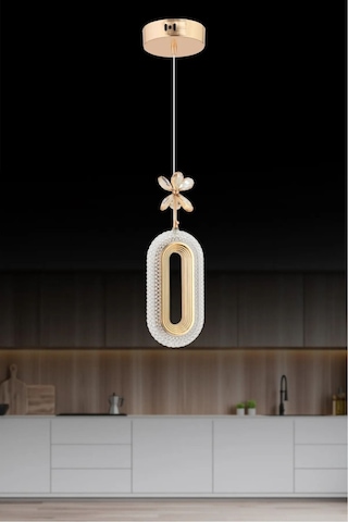 Led Alfa Tekli Gold Ledli Kristal Taşlı Led Avize Oturma Odası Yatak Odası Koridor Gold