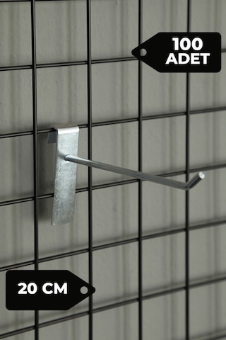 20 Cm 100 Adet Tel Pano Kancası Raf Askısı Galvaniz