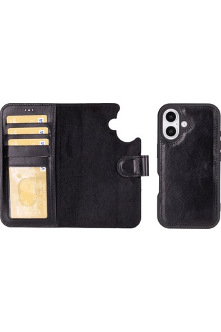 İphone 16 Plus Çıkarılabilir Deri Cüzdan Kılıf