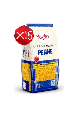Yayla Mısır Ve Sarı Mercimek Penne Makarna 400 G X15