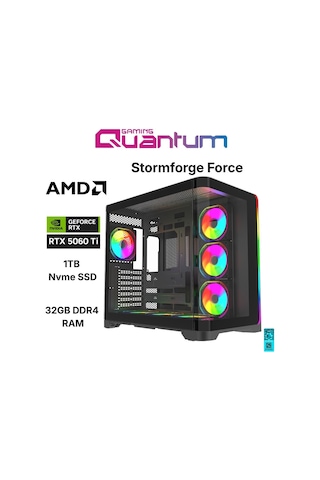 Quantum Gaming Stormforge FORCE R7-5700X 32 GB 1 TB NVMe SSD 16 GB RTX5060Ti Free Dos Masaüstü Oyuncu Bilgisayarı